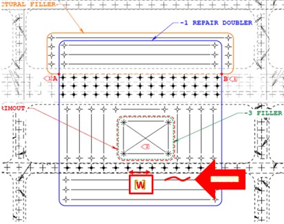 Repair Doubler and Structural Fastener Layout Technical Drawing