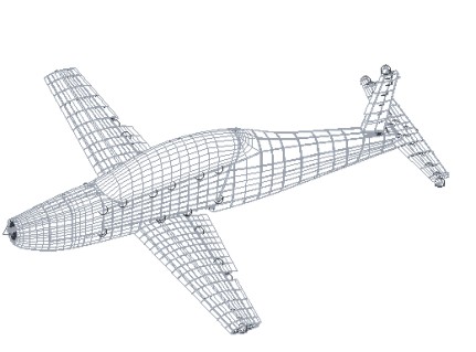 HÜRKUŞ Aircraft Global Wireframe FEM Model