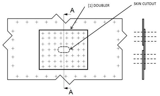 Metallic Skin Cutout Repair Technical Drawing